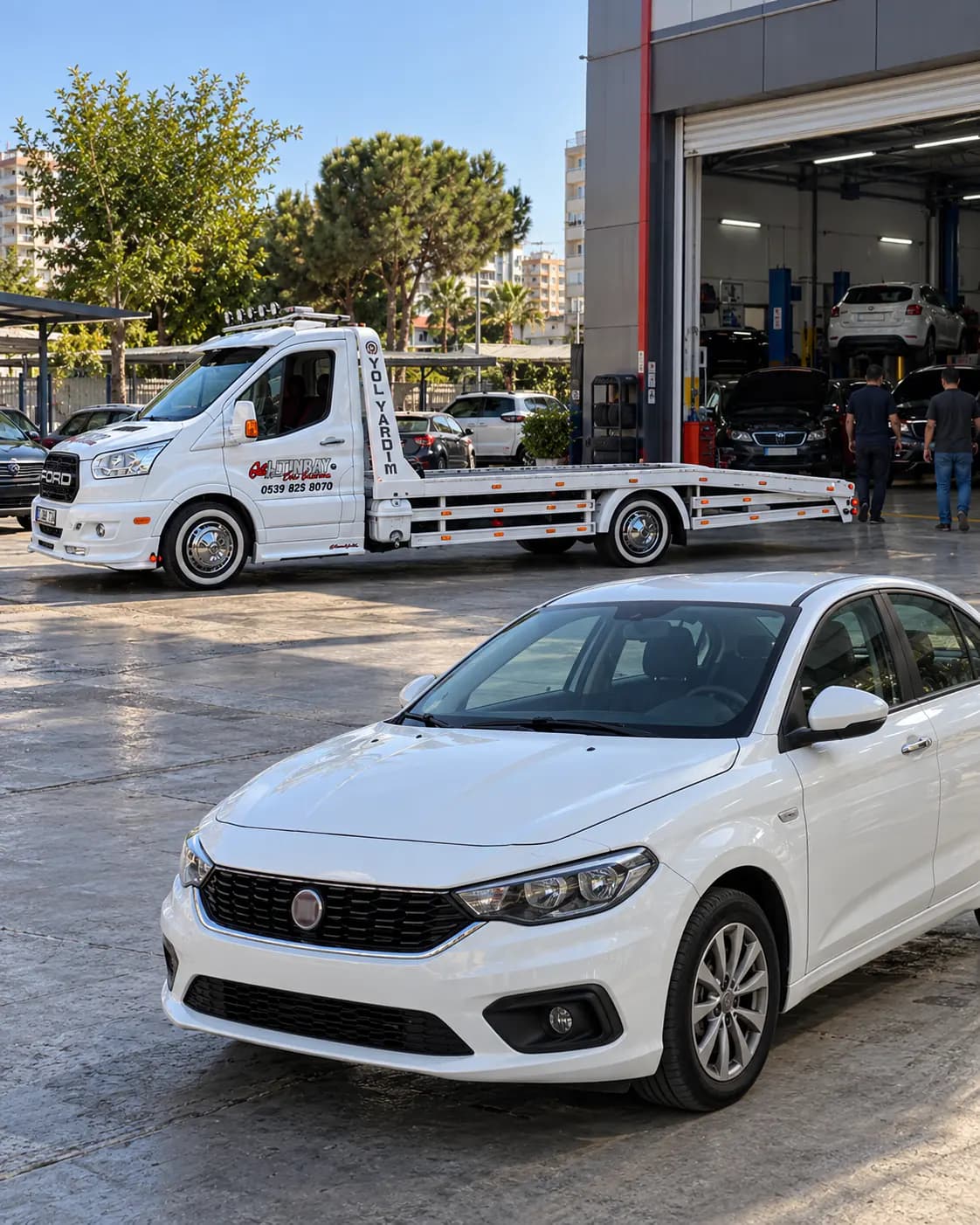 Teslim noktasında araçtan indirilmiş bir otomobil