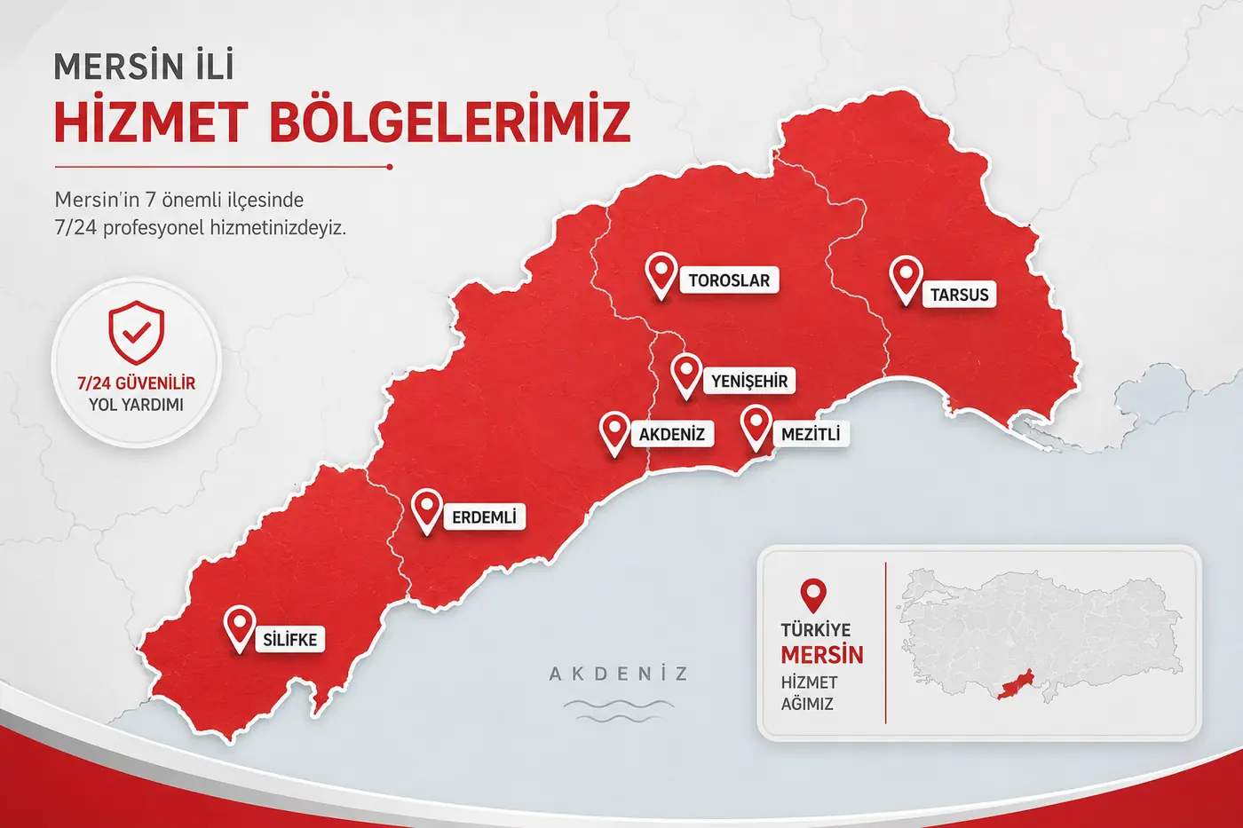 Mersin oto çekici hizmet bölgeleri